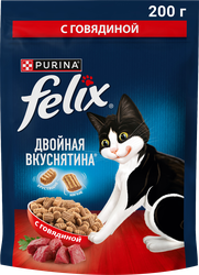 Корм сухой для взрослых кошек FELIX Двойная вкуснятина с говядиной, 200г, изображение