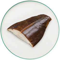 Палтус холодного копчения кусок на коже ЛЕНТА FRESH, весовой, крупный план