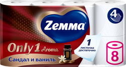 Бумага туалетная ZEMMA Only1 Aroma 4 слоя, 8шт, фотография