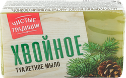 Туалетное мыло ЧИСТЫЕ ТРАДИЦИИ Хвойное, 160г, крупный план
