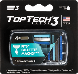 Кассеты сменные для бритья TOPTECH Razor 3, 4шт, крупный план