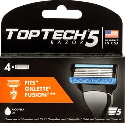 Кассеты сменные для бритья TOPTECH Razor 5, 4шт, крупный план