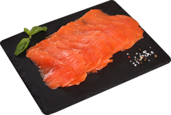 Форель Радужная слабосоленая филе-ломтики ЛЕНТА FRESH, весовая, крупный план