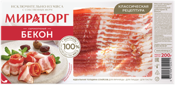 Бекон сырокопченый МИРАТОРГ категория В, нарезка, 200г, фотография