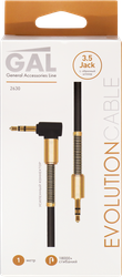 Кабель GAL 2630 3.5 Jack plug-3.5 Jack plug, с пружиной, черный, 1м, фотография