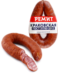 Колбаса полукопченая РЕМИТ Краковская ГОСТ, 350г, вид