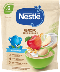 Каша овсяная NESTLE молочная, с яблоком, с 5 месяцев, 200г, картинка