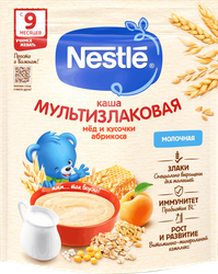 Каша мультизлаковая NESTLE молочная, с медом и абрикосом, с 9 месяцев, 200г, картинка