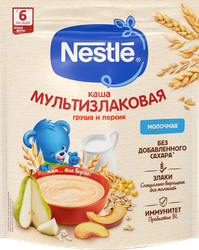 Каша мультизлаковая NESTLE молочная, с грушей и персиком, с 6 месяцев, 200г, вид