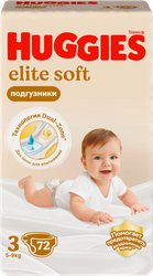 Подгузники HUGGIES Elite Soft 3 5–9кг, 72шт, фотография