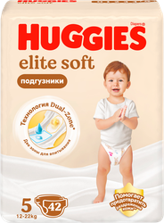 Подгузники HUGGIES Elite Soft 5 12–22кг, 42шт, изображение