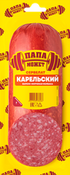 Колбаса варено-копченая ПАПА МОЖЕТ Сервелат Карельский, 280г, крупный план