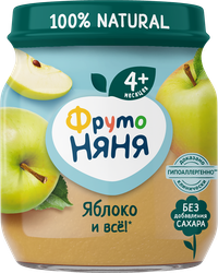 Изображение товара Пюре фруктовое ФРУТОНЯНЯ Яблоко, с 4 месяцев, 100г
