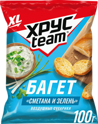 Сухарики воздушные ХРУСTEAM Багет Сметана-зелень, 100г, вид