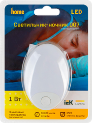 Светильник-ночник IEK 007, овал, 3 цвета, 220В, картинка