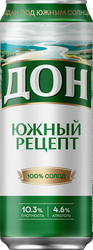 Пиво светлое ДОН Южный рецепт пастеризованное 4,6%, 0.45л, детальное фото