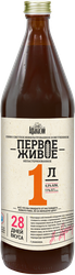 Пиво светлое АФАНАСИЙ Первое Живое нефильтрованное непастеризованное, 4,5%, 1л, крупный план
