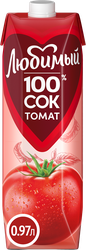 Сок ЛЮБИМЫЙ Томатный с мякотью, солью и сахаром, 0.97л, вид