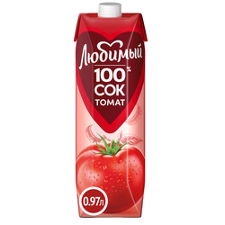 Сок ЛЮБИМЫЙ Томатный с мякотью, солью и сахаром, 0.97л, вид