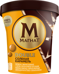 Мороженое МАГНАТ Double Соленая карамель, сливочное 10%, без змж, пластиковый стакан, 310г, вид