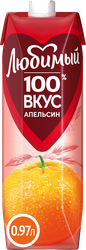 Нектар ЛЮБИМЫЙ Апельсиновый с мякотью, 0.97л, крупный план