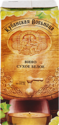 Вино КУБАНСКАЯ ВОЛЬНИЦА белое сухое, 1л, картинка