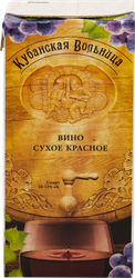 Вино КУБАНСКАЯ ВОЛЬНИЦА красное сухое, 1л, детальное фото