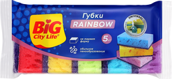 Изображение товара Губки для посуды BIG CITY LIFE Rainbow, крупнопористые Арт. 15107489, 5шт