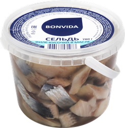 Сельдь BONVIDA филе-кусочки в масле, 780г, картинка