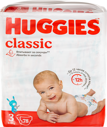 Подгузники HUGGIES Classic 3 4–9кг, 78шт, фотография