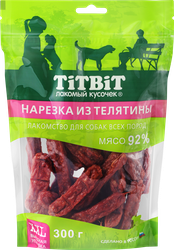Лакомства для взрослых собак TITBIT XXL Нарезка из телятины, 300г, фото