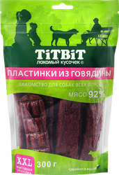 Лакомства для взрослых собак TITBIT XXL Пластинки из говядины, 300г, крупный план