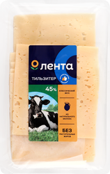 Изображение товара Сыр ЛЕНТА Тильзитер 45%, нарезка, без змж, 150г