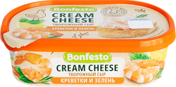 Сыр творожный BONFESTO Кремчиз Креветки и зелень 65%, без змж, 140г, вид