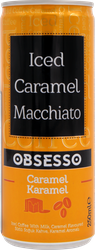 Напиток OBSESSO Кофе холодный Caramel Macchiato, 0.25л, крупный план