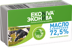 Масло сливочное ЭКОНИВА Крестьянское 72,5%, без змж, 180г, фото
