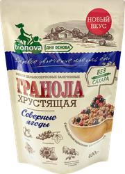 Мюсли хрустящие BIONOVA Северные ягоды, без сахара, 400г, крупный план