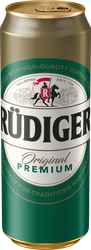 Пиво светлое RUDIGER Original Premium пастеризованное 4,8%, 0.45л, вид