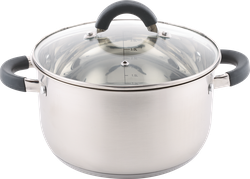 Кастрюля HOMECLUB Comfort, с силиконовыми ручками, нержавеющая сталь, индукция, 4.5л Арт. GS-6, вид