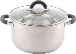 Кастрюля HOMECLUB Comfort, с силиконовыми ручками, нержавеющая сталь, индукция, 5.8л Арт. GS-7, фотография