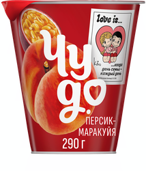 Йогурт ЧУДО Персик, маракуя 2%, без змж, 290г, крупный план