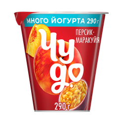 Йогурт ЧУДО Персик, маракуя 2%, без змж, 290г, изображение