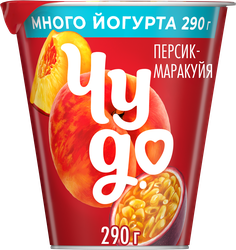 Йогурт ЧУДО Персик, маракуя 2%, без змж, 290г, фотография