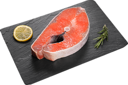 Чавыча замороженная Тихоокеанская стейк ЛЕНТА FRESH, весовая, крупный план