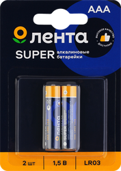 Элемент питания ЛЕНТА ААА, LR03, 1,5В, алкалиновый Арт. ALR0302, 2шт, вид