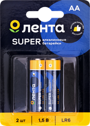 Элемент питания ЛЕНТА АА, LR6, 1,5В, алкалиновый Арт. ALR602, 2шт, вид
