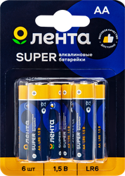 Изображение товара Элемент питания ЛЕНТА АА, LR6, 1,5В, алкалиновый Арт. ALR606, 6шт