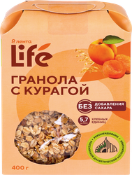 Гранола ЛЕНТА LIFE с курагой, без сахара, 400г, фотография