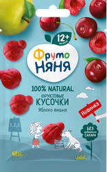 Фруктовые кусочки ФРУТОНЯНЯ Яблоко и вишня, с 12 месяцев, 15г, фотография