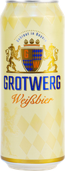Пиво светлое GROTWERG Weissebier пшеничное нефильтрованное пастеризованное 4,9%, 0.5л, изображение